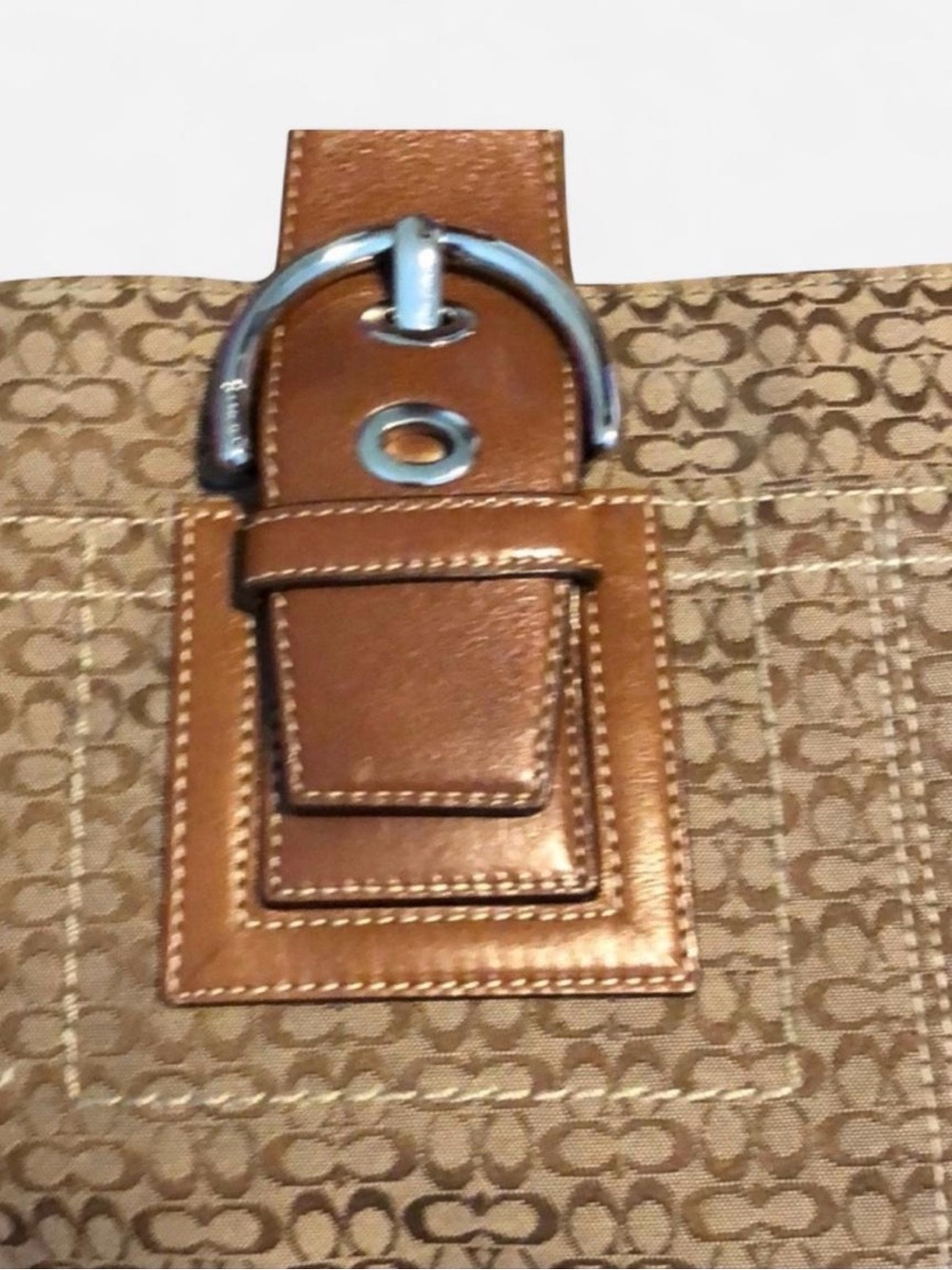 Coach Y2K SoHo Tan Signature Canvas Satchel with Brown Leather Trim - Picture 4 of 8